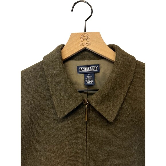 Land’s End Women’s Short Zip Collared Jacket Olive Green Wool Blend Size 12 - Picture 3 of 15